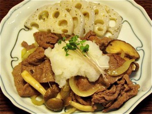 牛肉ときのこのソテーおろしかけ-2015.8.3